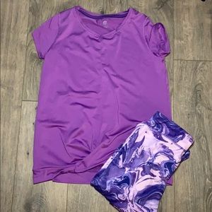 Champion Purple Shirt & Capri Workout Outfit